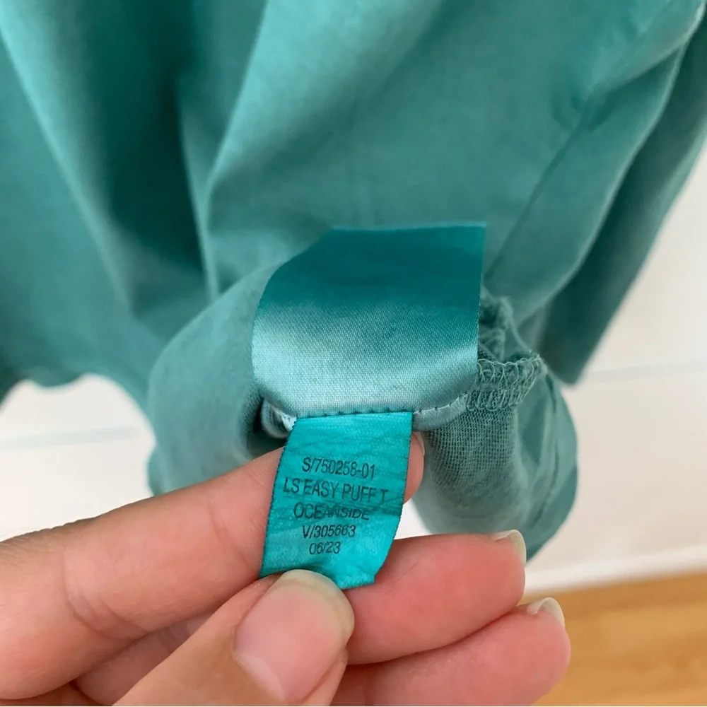 Old Navy Teal Vintage Easy Puff Sleeve Top Size XL